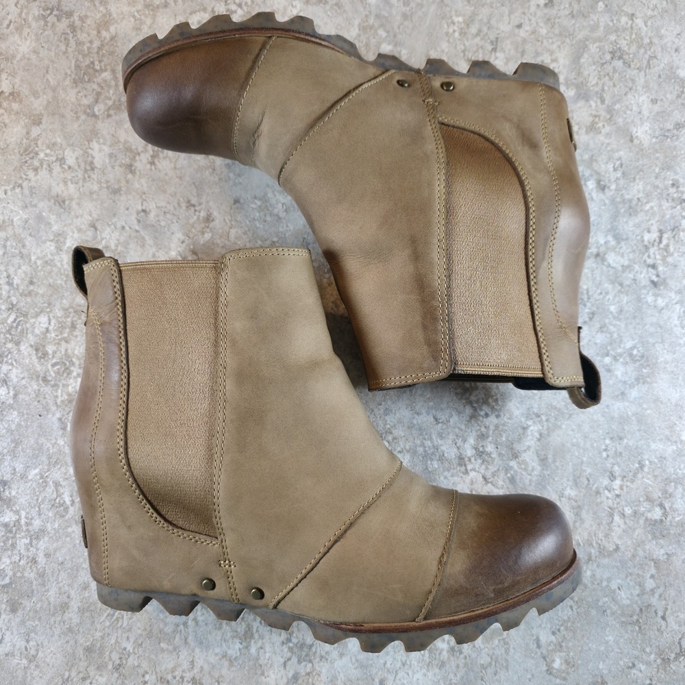 SOREL Lea Wedge Ankle Boots In Elk Curry Women Size 10 Waterproof *Barely Worn. - Picture 3 of 8